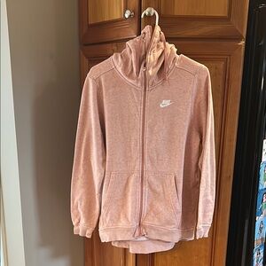 Nike women’s Pink Zip-Up Hooded sweatshirt, size large, has front pockets